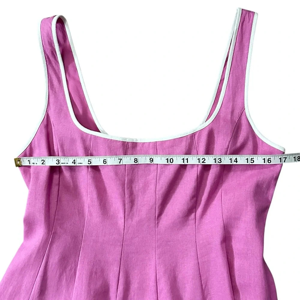 Avec Les Filles Contrast Edge Fit & Flare Midi Linen Blend Dress Size 10 - Picture 8 of 12